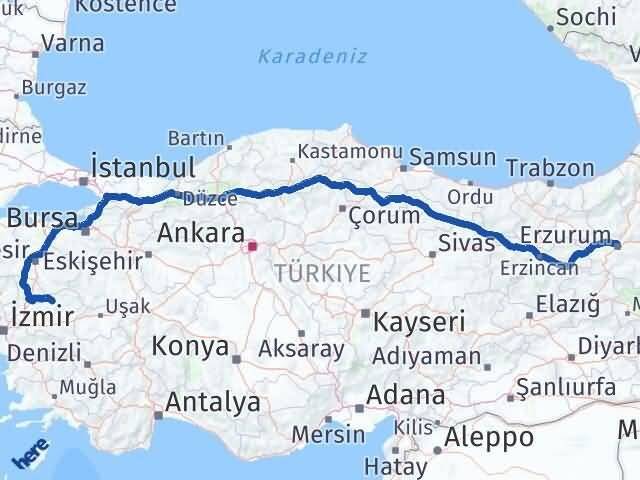 Erzurum Gördes Manisa Arası Kaç Km - Yol Haritası