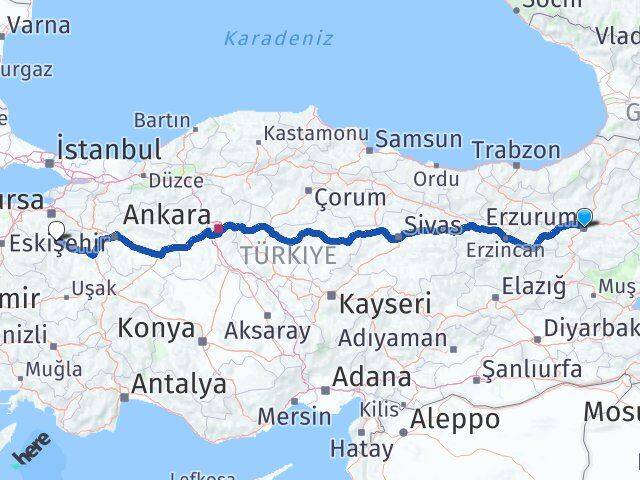 Erzurum Harmancık Bursa Arası Kaç Km - Yol Haritası