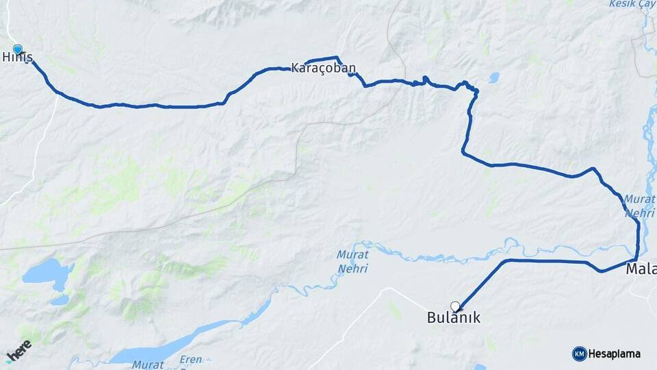 Erzurum Hınıs Bulanık Muş Arası Kaç Km - Yol Haritası