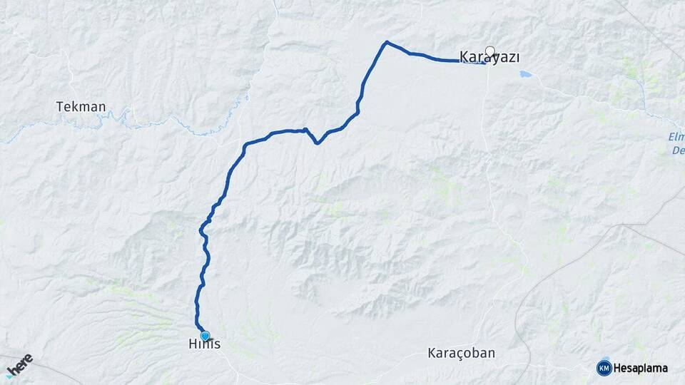 Erzurum Hınıs Karayazı Arası Kaç Km - Yol Haritası