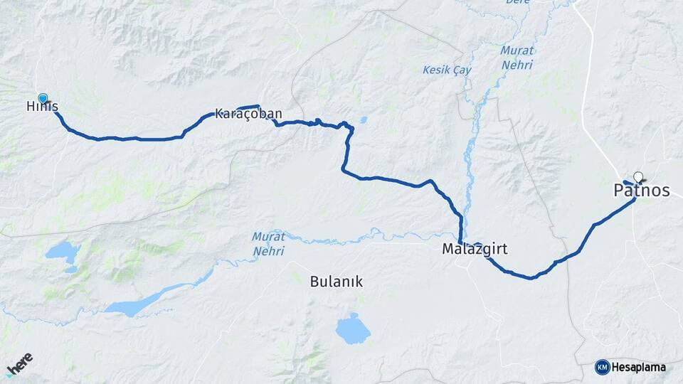 Erzurum Hınıs Patnos Ağrı Arası Kaç Km - Yol Haritası