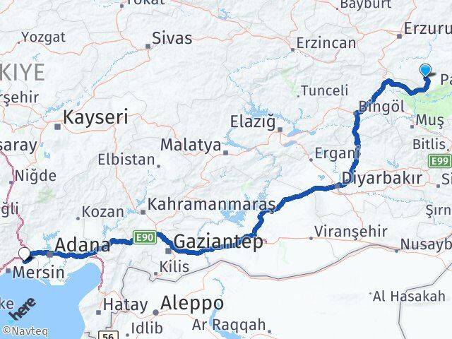 Erzurum Hınıs Tarsus Mersin Arası Kaç Km - Yol Haritası