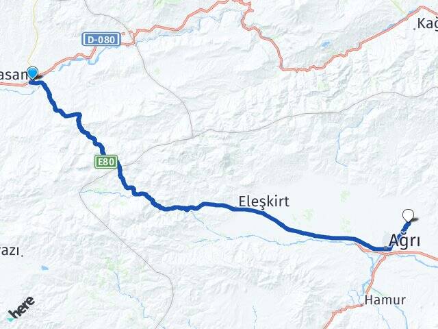 Erzurum Horasan Bölükbaşı Ağrı Arası Kaç Km - Yol Haritası