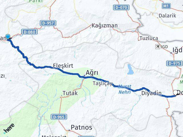 Erzurum Horasan Doğubayazıt Ağrı Arası Kaç Km - Yol Haritası