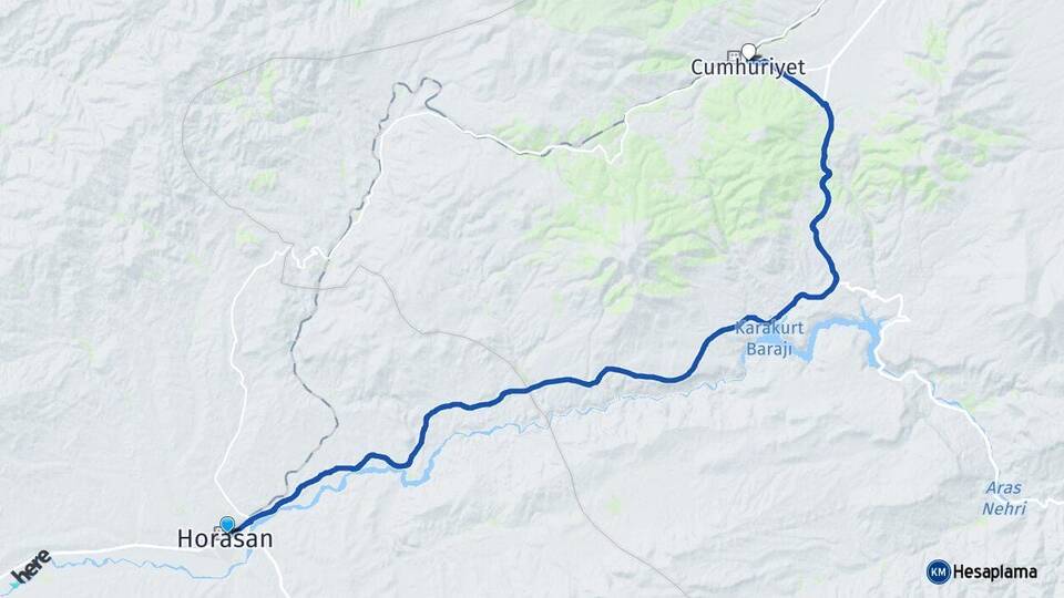 Erzurum Horasan Sarıkamış Kars Arası Kaç Km - Yol Haritası