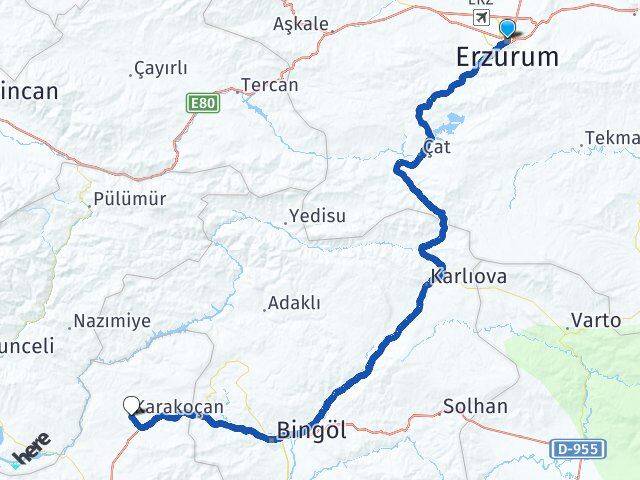 Erzurum Karakoçan Elazığ Arası Kaç Km - Yol Haritası