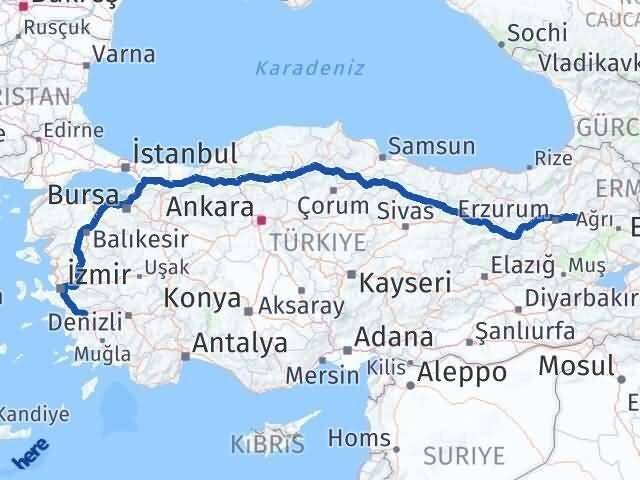 Erzurum Köprüköy Aydın Arası Kaç Km - Yol Haritası
