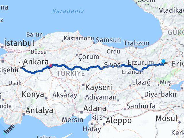 Erzurum Köprüköy Eskişehir Arası Kaç Km - Yol Haritası
