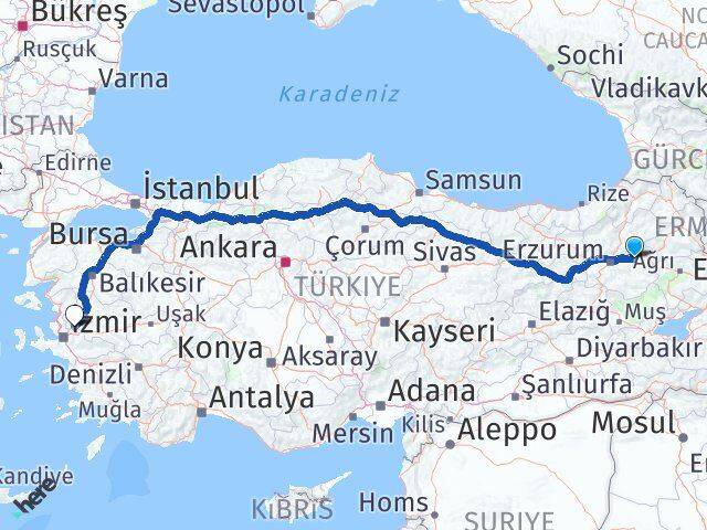 Erzurum Köprüköy Manisa Arası Kaç Km - Yol Haritası