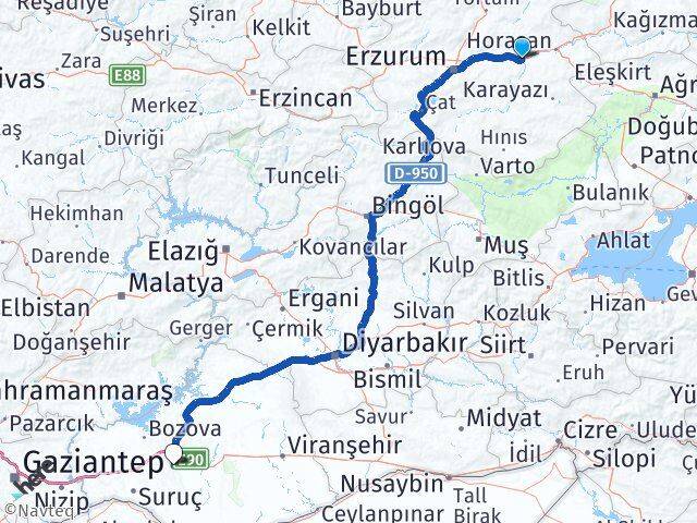 Erzurum Köprüköy Şanlıurfa Arası Kaç Km - Yol Haritası