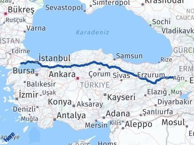 Erzurum Köprüköy Tekirdağ Arası Kaç Km - Yol Haritası