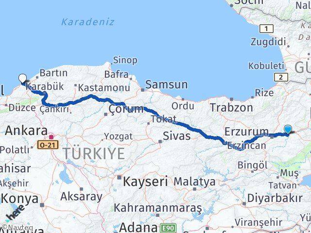 Erzurum Köprüköy Zonguldak Arası Kaç Km - Yol Haritası