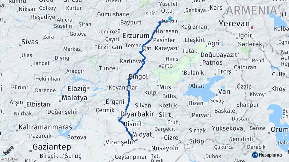 Erzurum Narman Mardin Arası Kaç Km - Yol Haritası