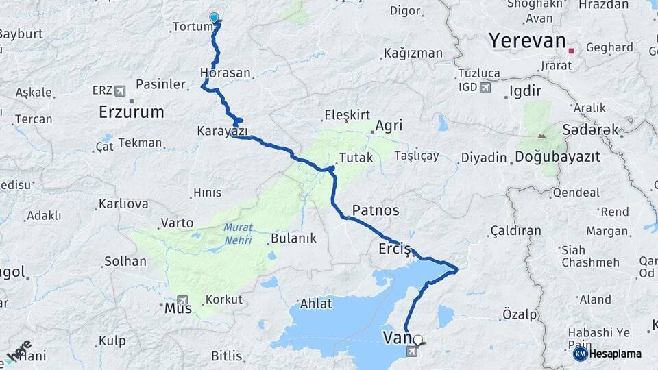 Erzurum Narman Van Arası Kaç Km - Yol Haritası