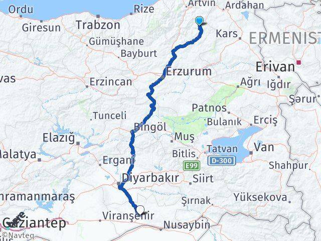 Erzurum Olur Mardin Arası Kaç Km - Yol Haritası