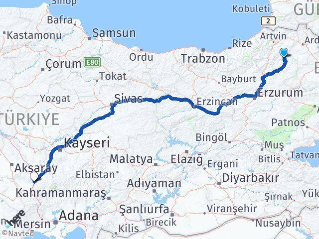Erzurum Olur Niğde Arası Kaç Km - Yol Haritası