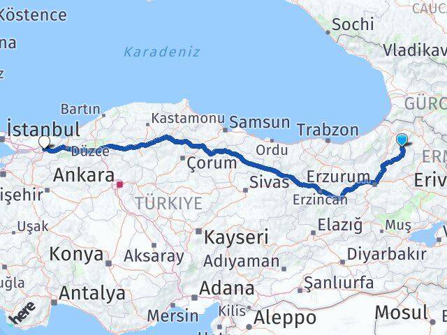 Erzurum Olur Sakarya Arası Kaç Km - Yol Haritası