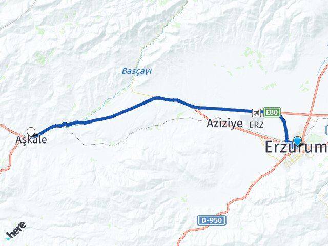 Erzurum Palandöken Aşkale Arası Kaç Km - Yol Haritası