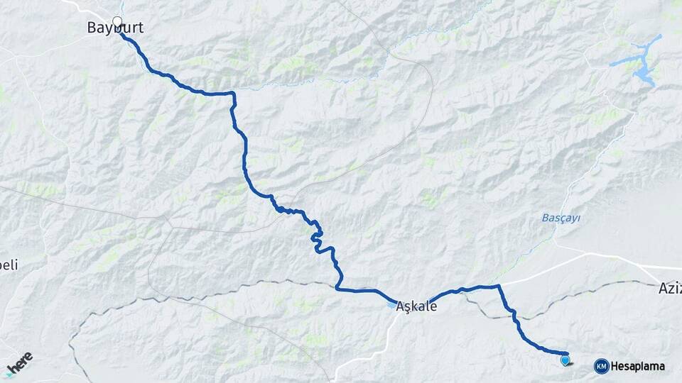 Erzurum Palandöken Bayburt Arası Kaç Km - Yol Haritası