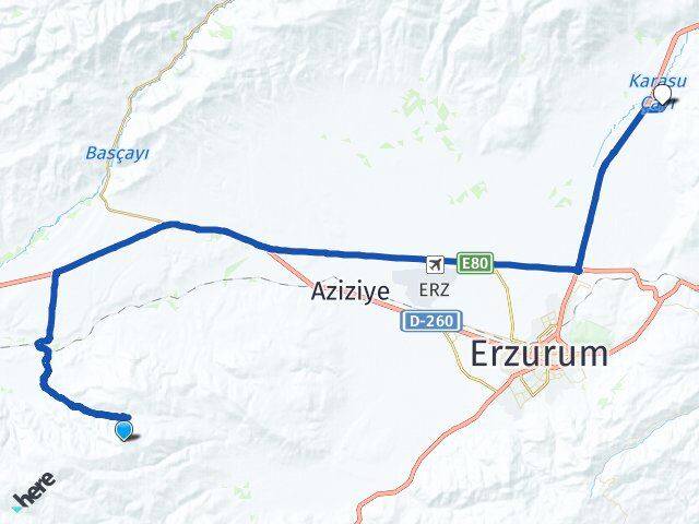 Erzurum Palandöken Dumlu Yakutiye Arası Kaç Km - Yol Haritası