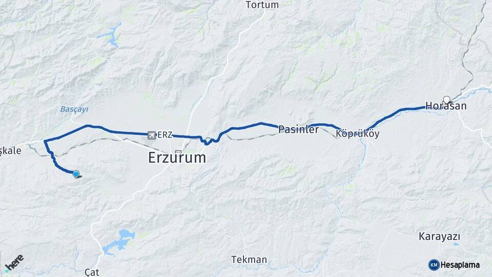 Erzurum Palandöken Horasan Arası Kaç Km - Yol Haritası