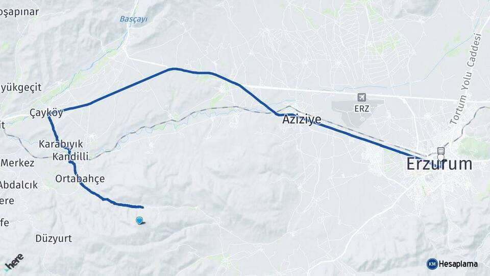 Erzurum Palandöken Yakutiye Arası Kaç Km - Yol Haritası