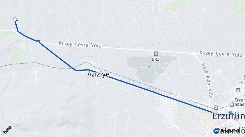 Erzurum Paşayurdu Aziziye Arası Kaç Km - Yol Haritası
