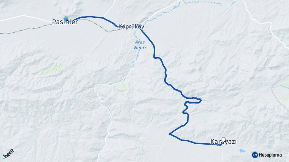 Erzurum Pasinler Karayazı Arası Kaç Km - Yol Haritası