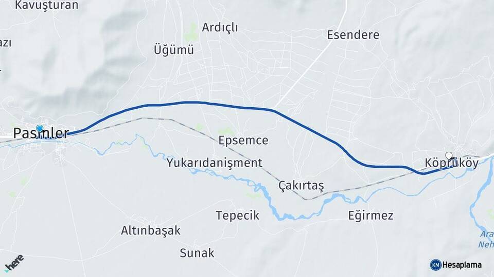 Erzurum Pasinler Köprüköy Arası Kaç Km - Yol Haritası