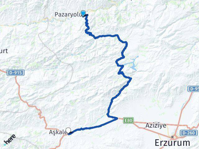 Erzurum Pazaryolu Aşkale Arası Kaç Km - Yol Haritası