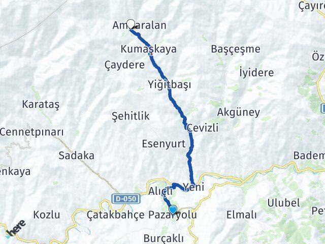 Erzurum Pazaryolu Büyükdere Pazaryolu Arası Kaç Km - Yol Haritası