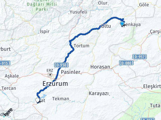 Erzurum Şenkaya Çat Arası Kaç Km - Yol Haritası