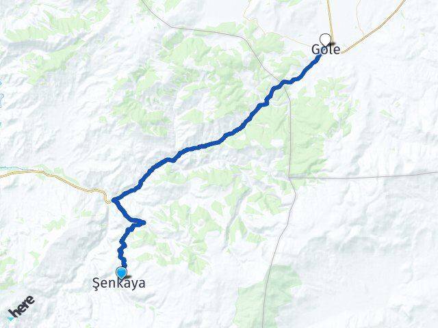Erzurum Şenkaya Göle Ardahan Arası Kaç Km - Yol Haritası