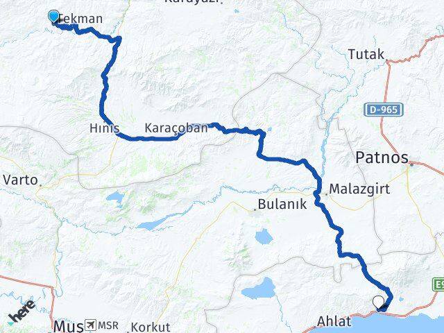 Erzurum Tekman Adilcevaz Bitlis Arası Kaç Km - Yol Haritası