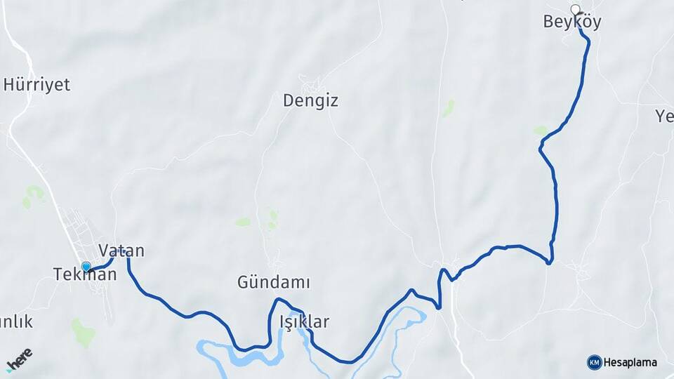 Erzurum Tekman Beyköy Tekman Arası Kaç Km - Yol Haritası