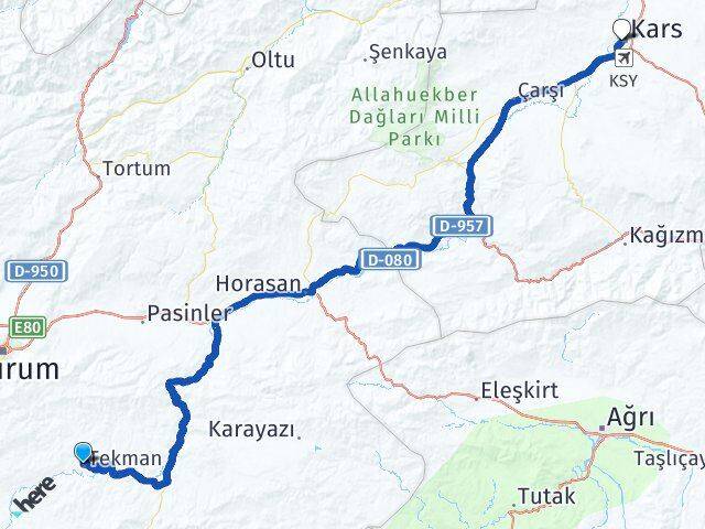 Erzurum Tekman Kars Arası Kaç Km - Yol Haritası