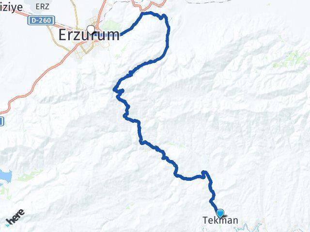 Erzurum Tekman Palandöken Arası Kaç Km - Yol Haritası