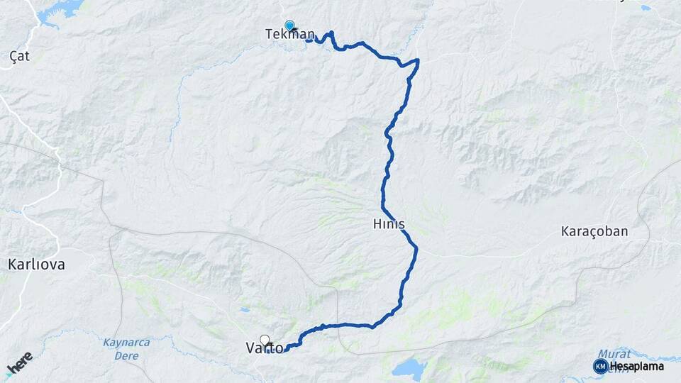 Erzurum Tekman Varto Muş Arası Kaç Km - Yol Haritası