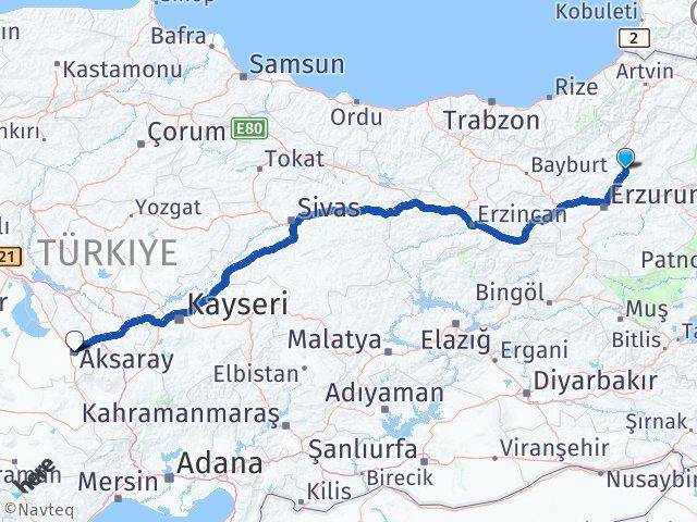 Erzurum Tortum Aksaray Arası Kaç Km - Yol Haritası