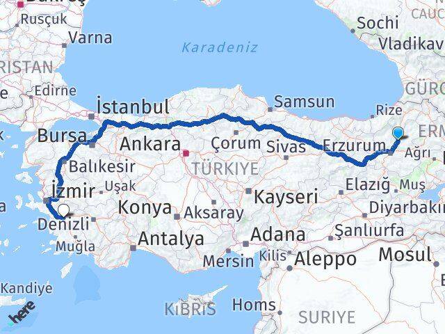 Erzurum Tortum Aydın Arası Kaç Km - Yol Haritası