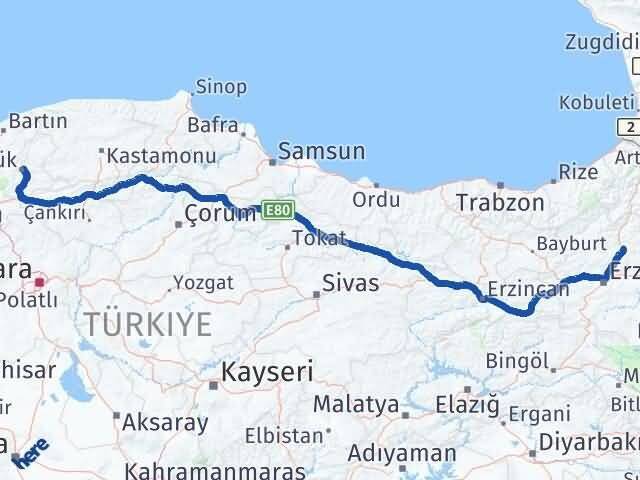 Erzurum Tortum Karabük Arası Kaç Km - Yol Haritası