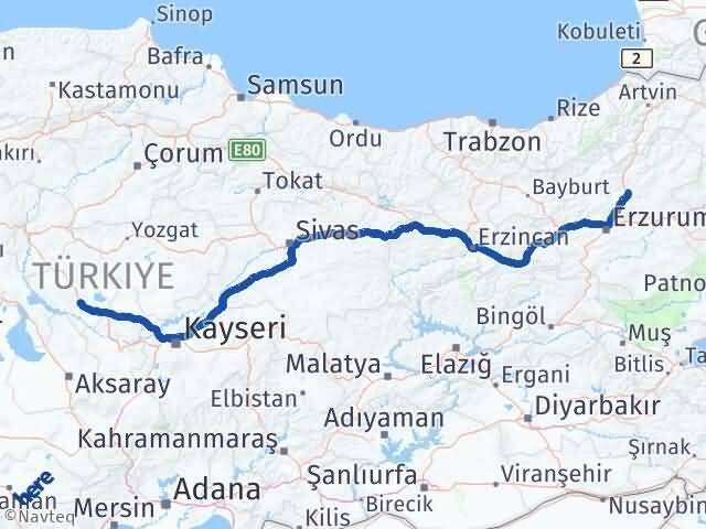 Erzurum Tortum Kırşehir Arası Kaç Km - Yol Haritası