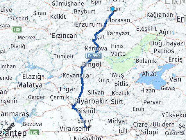 Erzurum Tortum Mardin Arası Kaç Km - Yol Haritası