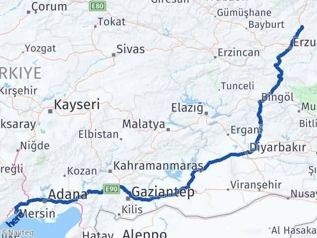 Erzurum Tortum Mersin Arası Kaç Km - Yol Haritası