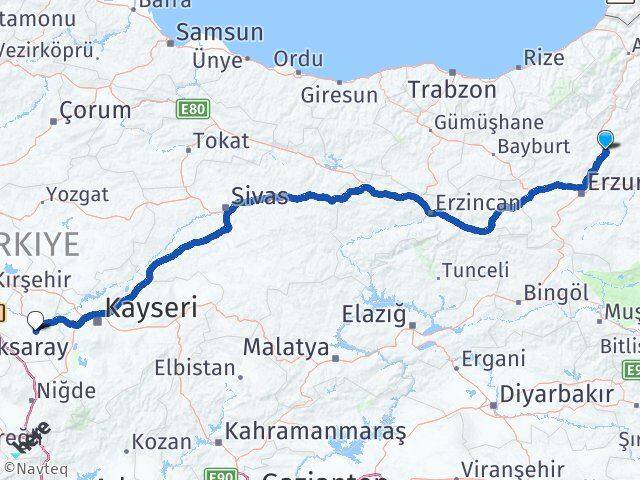 Erzurum Tortum Nevşehir Arası Kaç Km - Yol Haritası