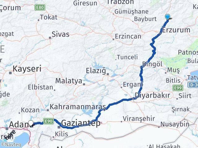 Erzurum Tortum Osmaniye Arası Kaç Km - Yol Haritası