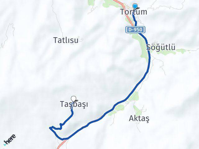 Erzurum Tortum Taşbaşı Tortum Arası Kaç Km - Yol Haritası