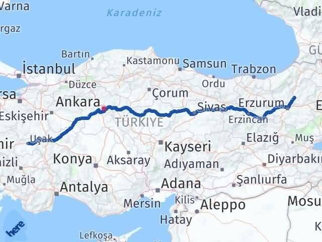 Erzurum Tortum Uşak Arası Kaç Km - Yol Haritası