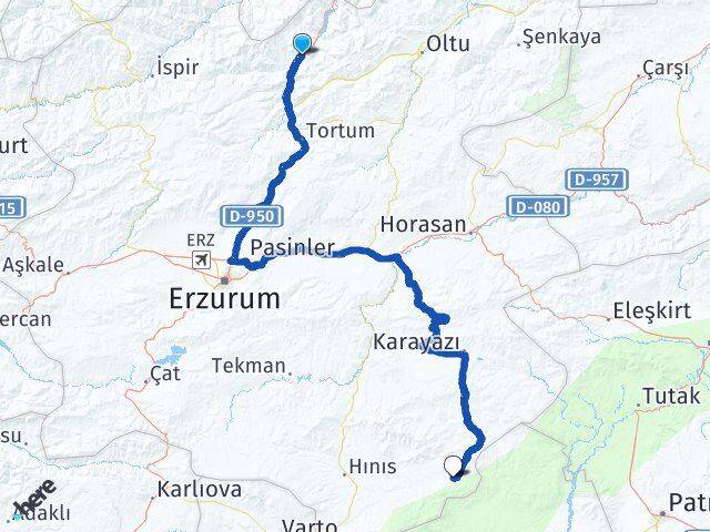 Erzurum Uzundere Karaçoban Arası Kaç Km - Yol Haritası