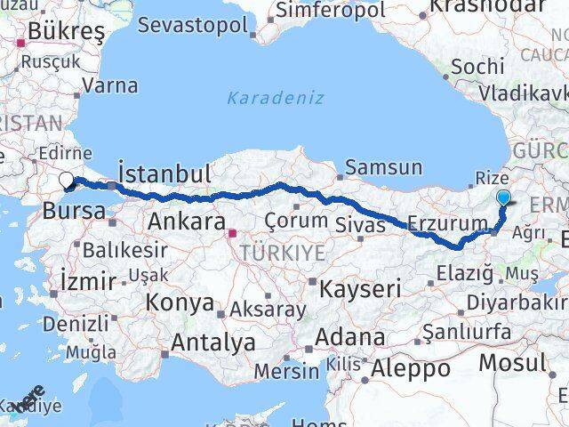 Erzurum Uzundere Tekirdağ Arası Kaç Km - Yol Haritası